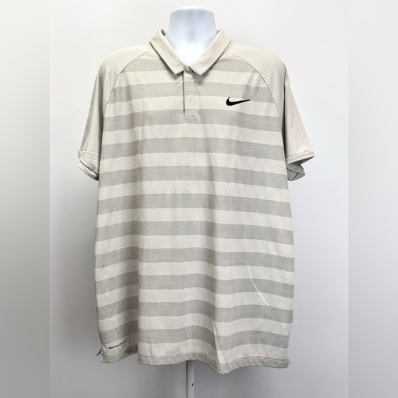 NIKE Men's Tonal Cooling beige and gray striped Polo Shirt size XXL - Picture 8 of 14